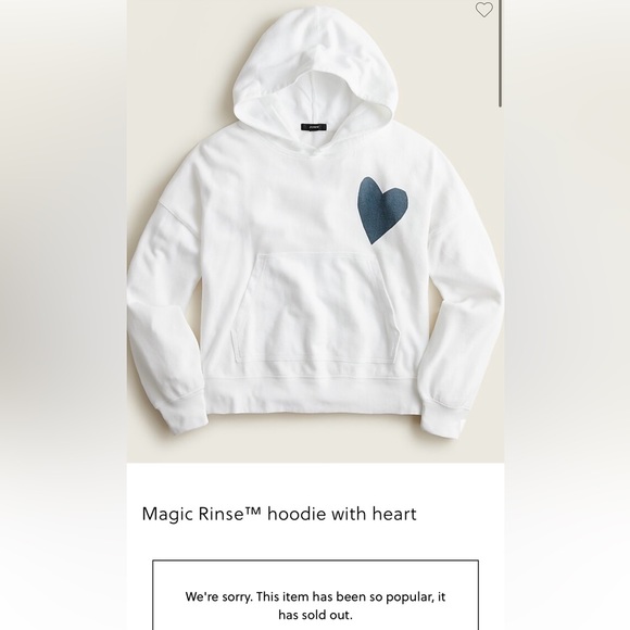 J. Crew Magic Rinse™ Hoodie with Heart, 100% Cotton, White/Navy, Oversized, XS/S - Picture 4 of 12